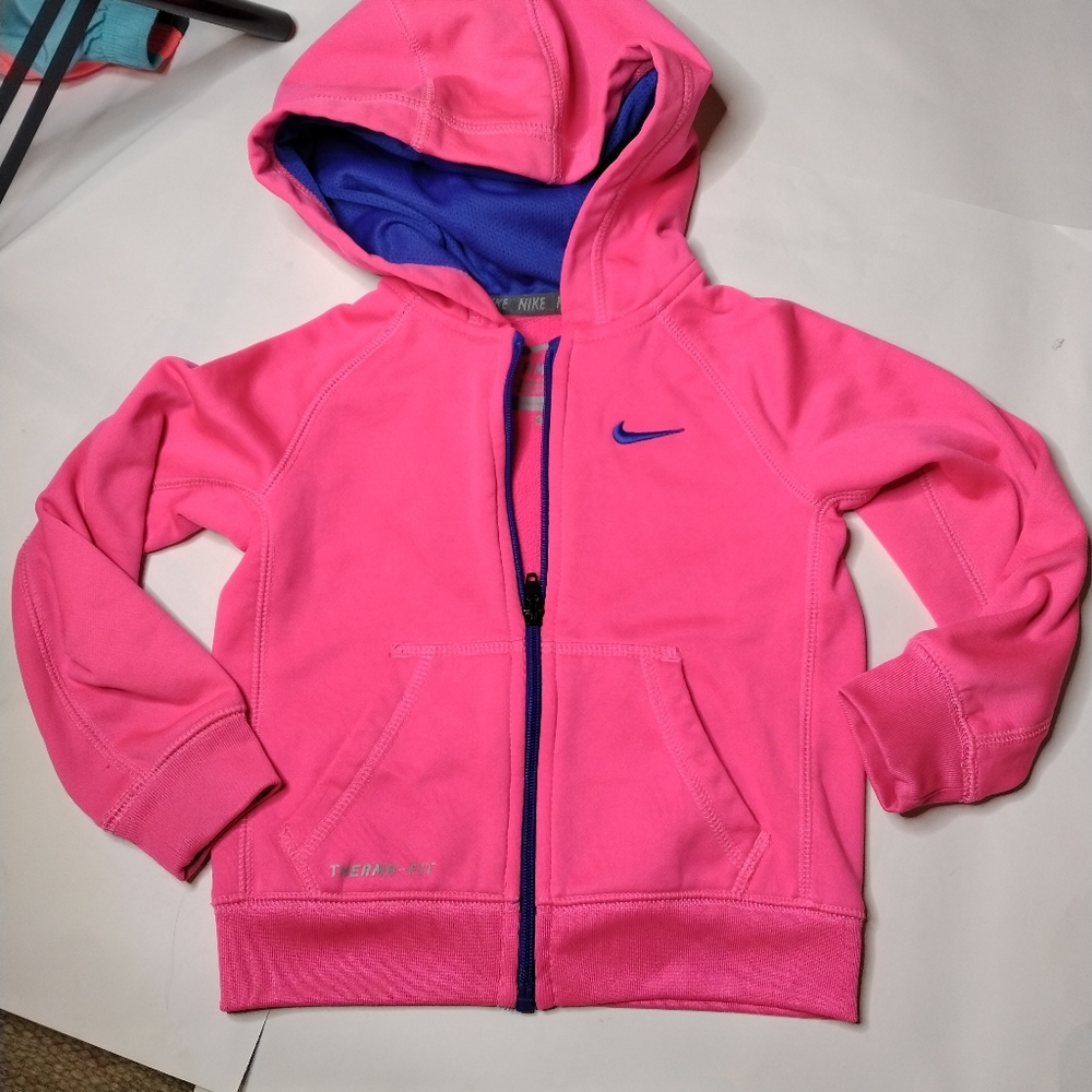 Nike therma fit girls pink zip hooded sweatshirt track jacket sz.3t